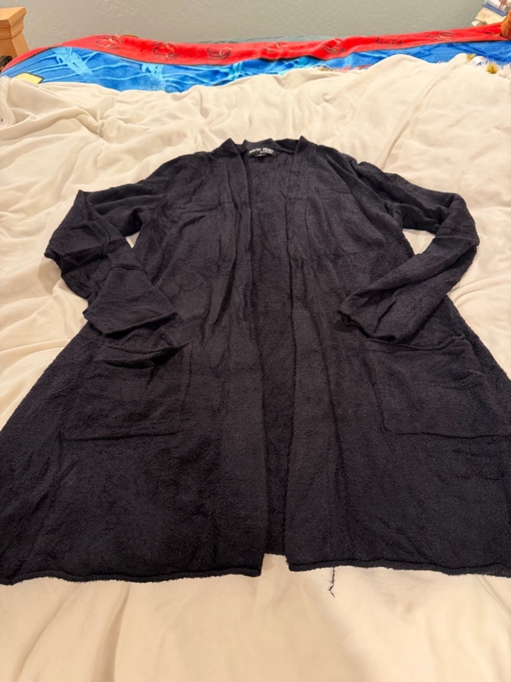Barefoot Dreams Cozy Chic Light Open Front Black Cardigan Women’s Medium